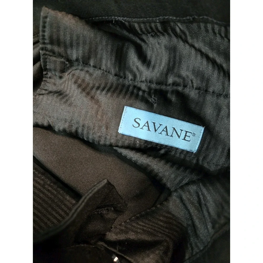 Savane Men's Black Dress‎ Pants Slacks 36x32 Flat Front Performance Stretch